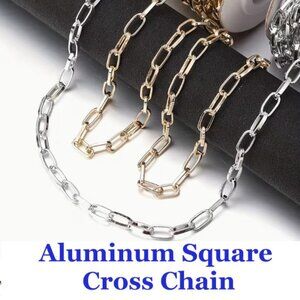 Aluminum Square Cross Chain  Silver Color - 1 Roll, 5 Yards